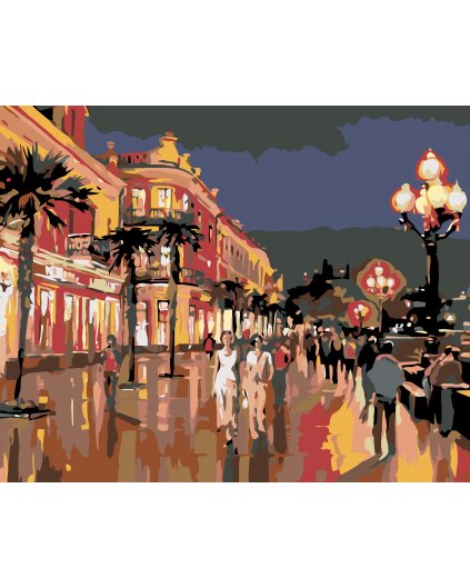 Malování podle čísel - VEČERNÍ PROCHÁZKA MĚSTEM POD PALMAMI