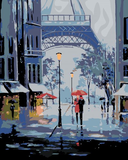 Malování podle čísel - ZIMA A EIFFELOVA VĚŽ