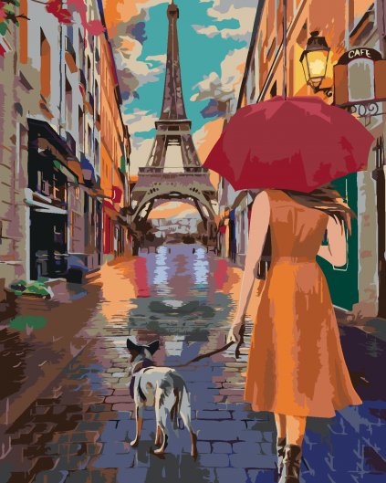 Malování podle čísel - PAŘÍŽ EIFFELOVA VĚŽ PROCHÁZKA ULIČKOU