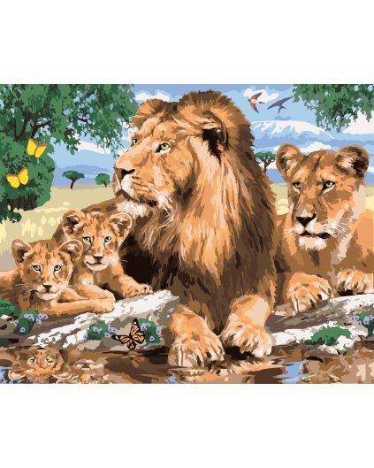 Malování podle čísel - LEV A LVICE S LVÍČATY (HOWARD ROBINSON)