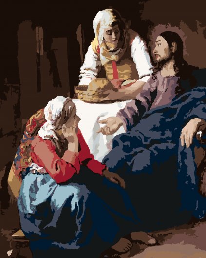Malování podle čísel - KRISTUS U MARIE A MARTY (J. VERMEER)