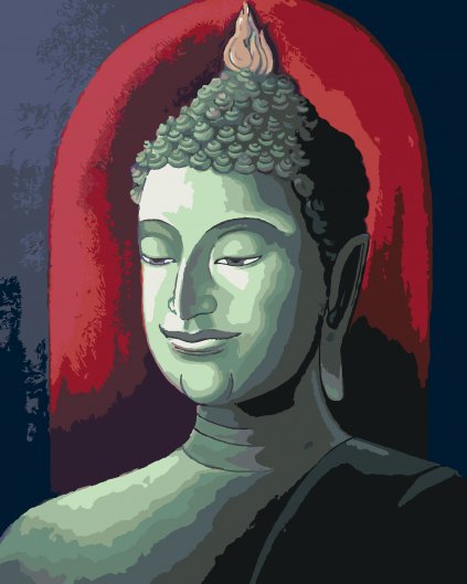 Malování podle čísel - BUDDHA NA ČERVENÉM POZADÍ