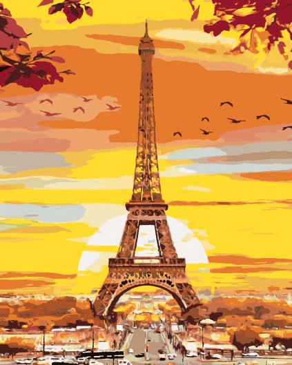 Malování podle čísel - EIFFELOVA VĚŽ V PODZIMNÍCH BARVÁCH