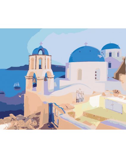 Malování podle čísel - SANTORINI, ŘECKO (TED DAVIS)