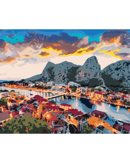 Malování podle čísel - VEČERNÍ PANORAMA MĚSTA OMIŠ