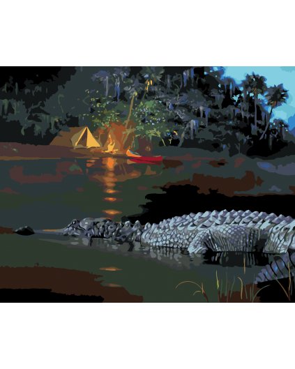 Malování podle čísel - ALIGÁTOR A TÁBOŘIŠTĚ V DŽUNGLI (D. RUSTY RUST)