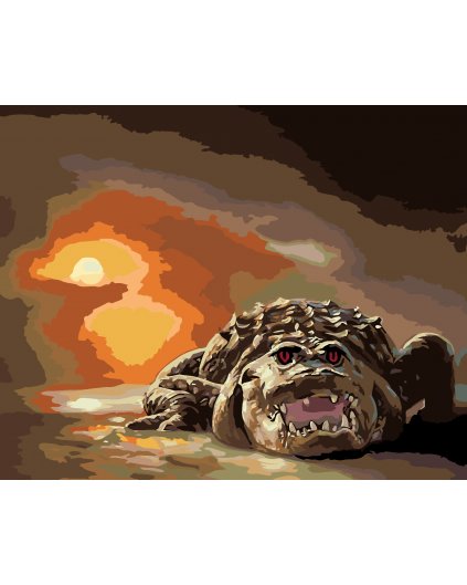 Malování podle čísel - ALIGÁTOR, TEMNÉ OČI A ZÁPAD SLUNCE (D. RUSTY RUST)