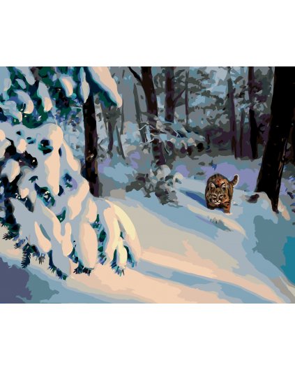 Malování podle čísel - RYS ČÍHAJÍCÍ VE SNĚHU (D. RUSTY RUST)