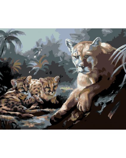 Malování podle čísel - PUMA S MLÁĎATY (D. RUSTY RUST)