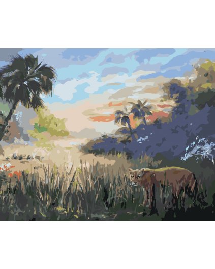 Malování podle čísel - PUMA A PALMY (D. RUSTY RUST)