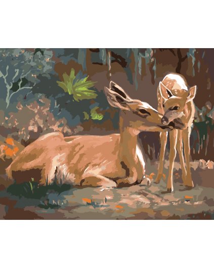 Malování podle čísel - LEŽÍCÍ SRNA A KOLOUCH (D. RUSTY RUST)
