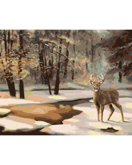 Malování podle čísel - JELEN A ZAMRZLÝ POTOK (D. RUSTY RUST)