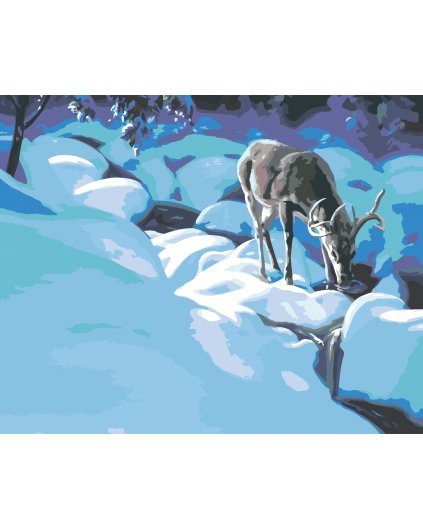 Malování podle čísel - JELEN U ZAMRZLÉHO POTŮČKU (D. RUSTY RUST)