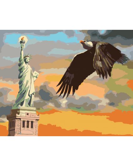 Malování podle čísel - OREL U SOCHY SVOBODY (D. RUSTY RUST)