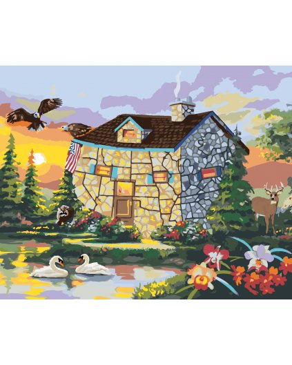 Malování podle čísel - ATYPICKÝ DŮM U JEZERA (D. RUSTY RUST)