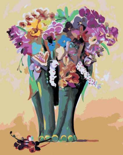 Malování podle čísel - KVĚTINOVÝ SLON (D. RUSTY RUST)