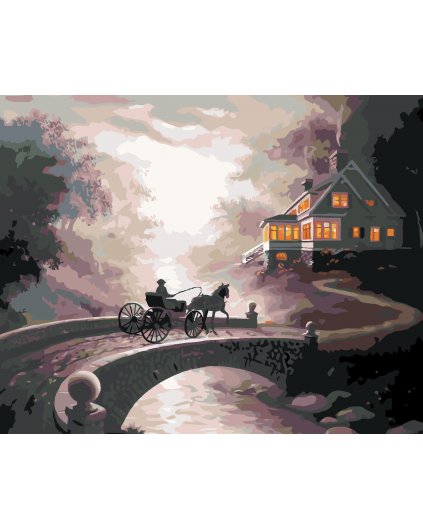 Malování podle čísel - KOŇSKÉ SPŘEŽENÍ U DOMU (D. RUSTY RUST)