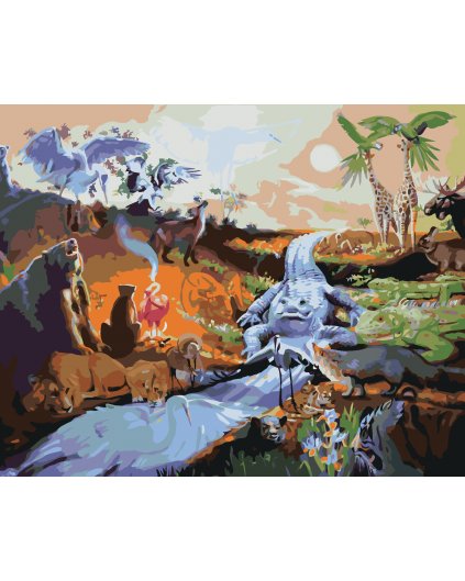 Malování podle čísel - ZVÍŘATA U NAPAJEDLA (D. RUSTY RUST)