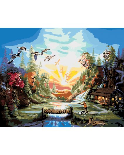 Malování podle čísel - KRAJINA PŘI DÍKŮVZDÁNÍ (D. RUSTY RUST)