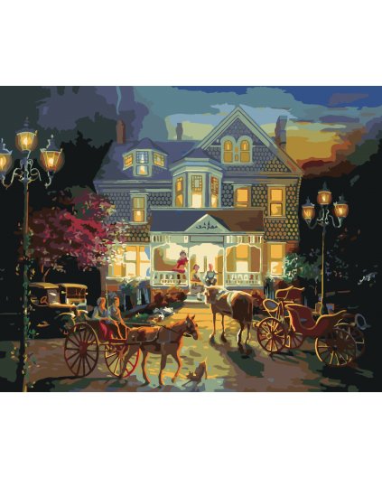 Malování podle čísel - STARÝ DŮM A POVOZ KONÍ (D. RUSTY RUST)