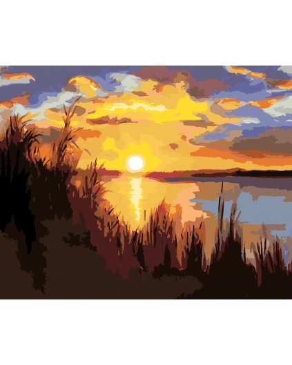 Malování podle čísel - ZÁPAD SLUNCE U JEZERA (D. RUSTY RUST)