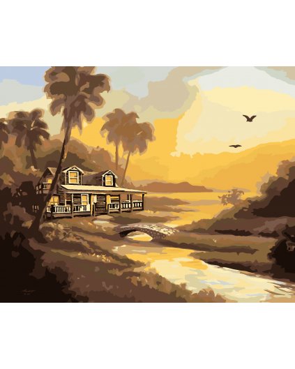 Malování podle čísel - CHATA U POTOKA (D. RUSTY RUST)