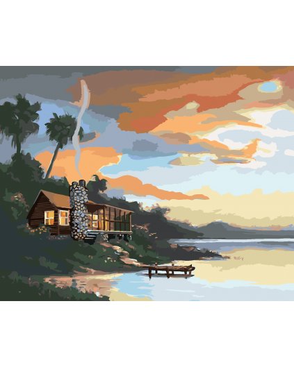 Malování podle čísel - CHATA PŘI SOUMRAKU (D. RUSTY RUST)