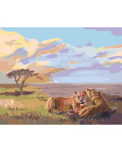 Malování podle čísel - LVICE NA TRÁVĚ (D. RUSTY RUST)