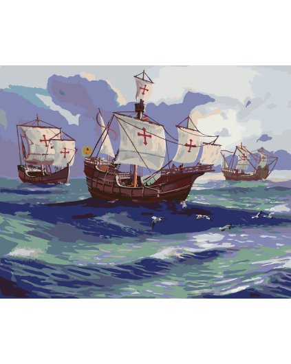 Malování podle čísel - COLUMBOVY LODĚ PLUJÍCÍ NA MOŘI (D. RUSTY RUST)