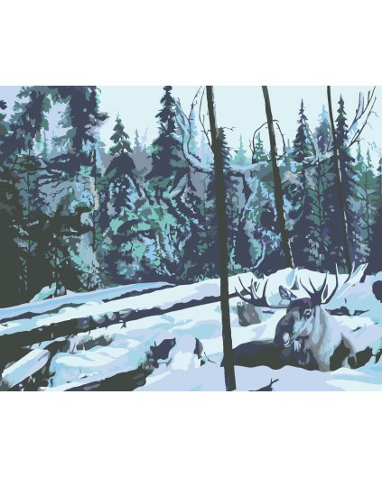 Malování podle čísel - SOB NA ZASNĚŽENÉ PASTVINĚ (D. RUSTY RUST)