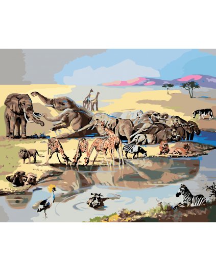 Malování podle čísel - ZVÍŘATA U NAPAJEDLA 2 (D. RUSTY RUST)