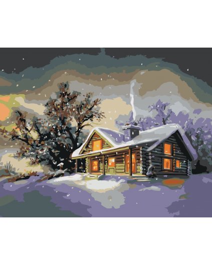 Malování podle čísel - ZASNĚŽENÝ SRUB PO SOUMRAKU 2 (D. RUSTY RUST)