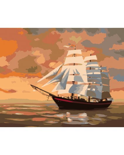 Malování podle čísel - PLACHETNICE PO SOUMRAKU (D. RUSTY RUST)