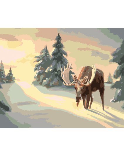 Malování podle čísel - LOS STOJÍCÍ VE SNĚHU (D. RUSTY RUST)