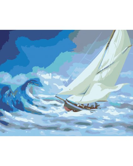 Malování podle čísel - PLACHETNICE NA ROZBOUŘENÉM MOŘI (D. RUSTY RUST)