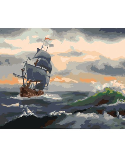 Malování podle čísel - PLACHETNICE NA ROZBOUŘENÉM MOŘI 2 (D. RUSTY RUST)