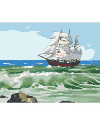 Malování podle čísel - PŘIPLOUVAJÍCÍ PLACHETNICE (D. RUSTY RUST)