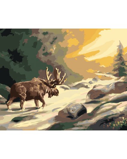 Malování podle čísel - LOS JDOUCÍ V ŘECE A SLUNEČNÍ PAPRSKY (D. RUSTY RUST)