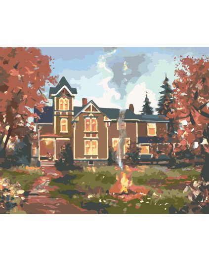 Malování podle čísel - HNĚDÝ DŮM NA PODZIM (D. RUSTY RUST)
