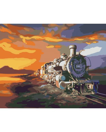 Malování podle čísel - VLAK ZA SOUMRAKU (D. RUSTY RUST)