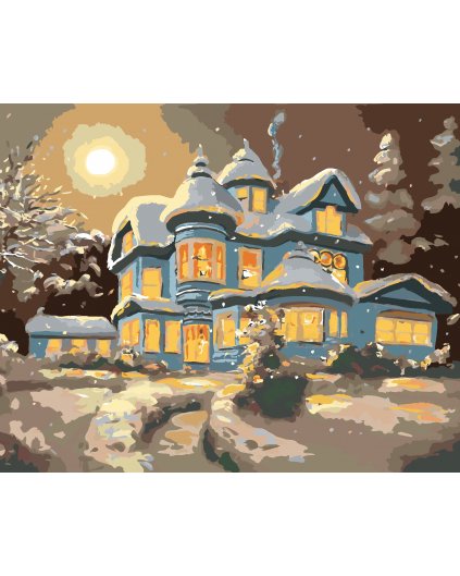 Malování podle čísel - ZASNĚŽENÝ MODRÝ DŮM (D. RUSTY RUST)