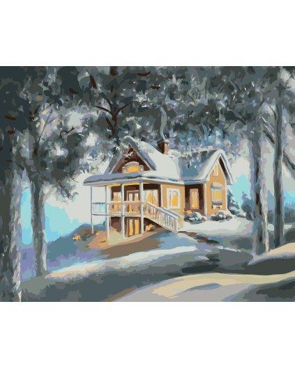 Malování podle čísel - DŮM A LES V ZIMĚ (D. RUSTY RUST)
