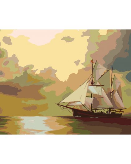 Malování podle čísel - PLACHETNICE A SLUNCE (D. RUSTY RUST)