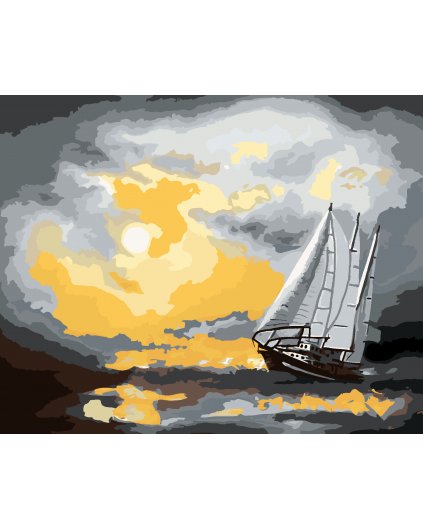 Malování podle čísel - PLACHETNICE PLUJÍCÍ PO MOŘI PO BOUŘCE (D. RUSTY RUST)