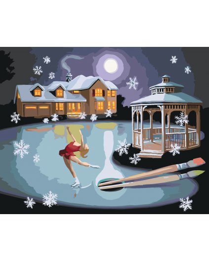 Malování podle čísel - MALÍŘSKÁ PALETA, KRASOBRUSLAŘKA A DŮM S ALTÁNEM (D. RUSTY RUST)