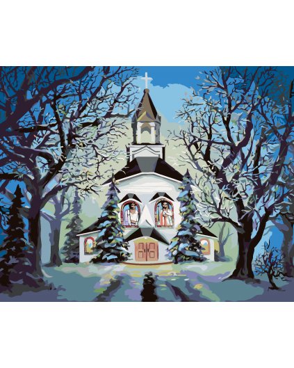 Malování podle čísel - KOSTEL V ZIMĚ (D. RUSTY RUST)