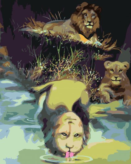 Malování podle čísel - LEV U VODY (D. RUSTY RUST)