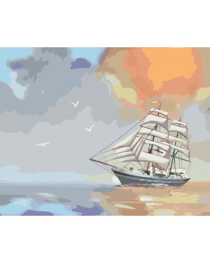 Malování podle čísel - MRAKY, PLACHETNICE A RACCI (D. RUSTY RUST)