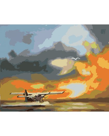 Malování podle čísel - LETADLO A ZÁPAD SLUNCE (D. RUSTY RUST)