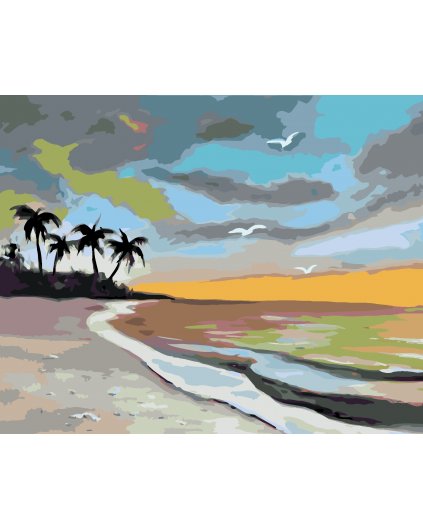 Malování podle čísel - POBŘEŽÍ A ZÁPAD SLUNCE (D. RUSTY RUST)